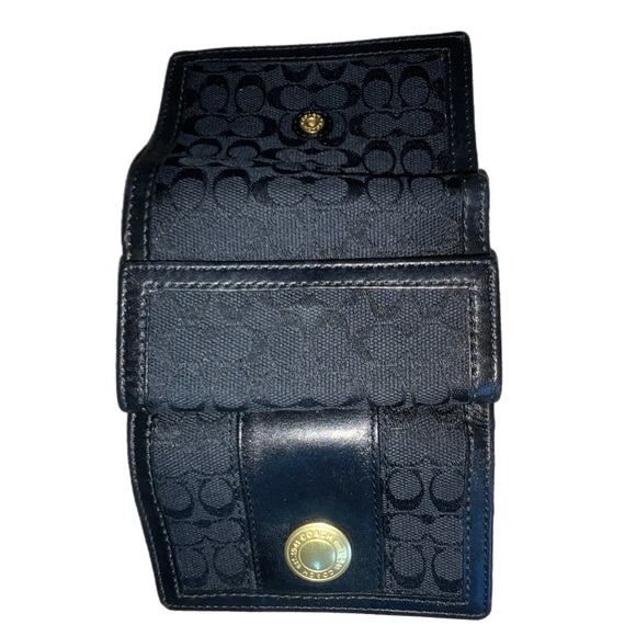 Vintage Coach Ergo Bly Signature & Patent Leather Stripe Trifold French Wallet - Picture 3 of 4